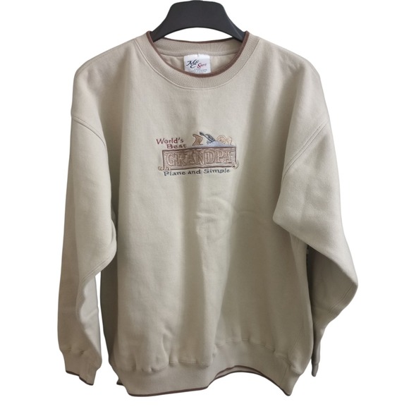 Grandpa Sweatshirt "Best Grandpa Plane And Simple" Crewneck Pullover Size Large - Picture 1 of 6